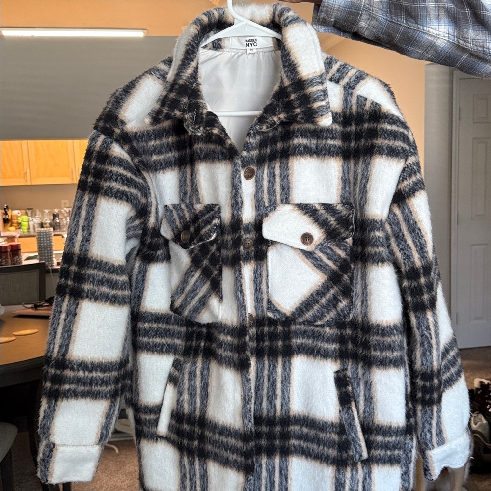 Steve Madden Black and White Plaid Jacket